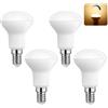 Akynite Lampadina Faretto LED E14 R50 5W Dimmerabile Luce Calda 2700K 500lm, Luce 120°, Equivalente a E14 40W Alogena, AC 220V, Lampadine LED R50 Attacco Piccola per Cucina, set di 4