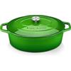 vancasso - Casseruola in ghisa, pentola per il pane, 8 L, diametro di 37 cm, smaltata, con coperchio, per fornelli a gas/in vetroceramica, piano cottura a induzione/forno, ovale, verde
