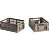 Hay - Set di 2 cestini Colour Crate - Grigio - Polipropilene riciclato - Designer Hay Studio