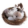 Opemg 1 set di nido artificiale con uccelli e uova, finta piuma di schiuma, uccelli artificiali, per decorazioni fai da te per albero e flora artificiale