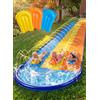 Sloosh 22,5ft/685,8cm Scivolo Triplo con 3 Bodyboard, Scivolo d'Acqua per Prato con irrigatore Esterno per Bambini e Adulti, Giocattolo per divertirsi in Estate