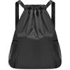 MQWDGJ Sacca da palestra regolabile con coulisse, 50 x 40 cm, con coulisse, borsa sportiva con coulisse, per sport, viaggi, scuola, vacanze, viaggi, escursioni, colore nero, Nero , Höhe 50 cm x Breite