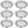 CHSEROK 6 Pezzi Griglie Ventilazione Rotonde in Acciaio Inox, Piatto - Argento Foro di Ventilazione per Armadi 60 mm, Maglia Rotonda del Foro Presa D'aria, Inferiore 53 mm, per Armadietti, Scarpiere