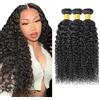 Gsoroel Kinky Curly Parrucche Capelli Veri Bundles Human Hiar Unprocessed Brazilian Virgin Human Hair Extensions 1B Natural Black Bundle With Minimal Shedding For Women 18 20 22 Inch