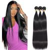 AiPliantfis Straight Bundles Human Hair Capelli Veri Tessitura Human Hair Extensions Capelli Umani Natural Black 50g/PC 150G Double Weft for Women 3 Bundles 30 32 34 Pollici