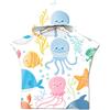 Chickwin Asciugamano Poncho Bambino, Cartone Animato Kids Accappatoio Microfibra Asciugatura da Bagno con Cappuccio Asciugatura Rapida per Spiaggia Bagno (60 * 80cm,Polpo blu)