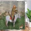 ASDCXZ Tenda da doccia divertente 180 x 200 cm, West Cowboy Farm Funny Cat Ride Horse Lavabile in tessuto, tende da doccia impermeabili per vasca da bagno con 12 ganci
