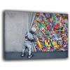 Printerland Quadri Moderni Soggiorno Bambino apre sipario Banksy stile Quadro moderno da Parete XXL grande Stampa su tela Canvas Decorazione Murale muro Arredo Camera da letto Cucina (30x40 cm, 1)