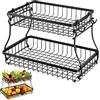 DBAATTZ Portafrutta a 2 Ripiani in Metallo, Cestino per la Frutta Rimovibile, Fruttiera Moderna, Include 2 Ganci,Adatto per Riporre Frutta, Verdure e Pane