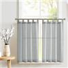 TOPICK Tende cucina lino tenda da bistrot porta finestra balcone stile country roulotte 2 pezzi corte semi-trasparenti rustiche soggiorno doccia tenda per interni 65L x 90A cm, Grigio