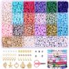 BOMULEZG Set di Perline di Argilla Polimerica per Braccialetti dell'Amicizia con Perline Heishi per Fai da Te (Colori)