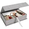 Hiwhy Scatola archiviazione foto,10x15 cm,lino,grigio