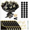 KHDULQ Fiore Artificiali 24 Pezzi Rose Glitterate con Carta da Regalo e Corona Bouquet di Rose Artificiali per San Valentino Matrimoni Regali di Compleanno Anniversari (Nero)