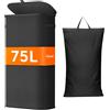 Lifewit Cesto Portabiancheria, Cesta Panni Sporchi con coperchio, Laundry Basket con Plastica Manici, Porta Biancheria Sporca per Bagno, Lavanderia, Camera da Letto, 75 L, Nero