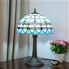 Hobaca® 12 Pollici E27 Tulipano Vetro Colorato Lampade da Tavolo Decorativa Classiche Lampada da Comodino Vintage Eleganti Lampada da Tavolino Salotto Camera da Letto (12 pollici Feather-Blue)
