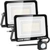 RIGIDON 2x 200W Faretto con Sensore di Movimento, 15000 LM 3000K Bianco Caldo Proiettori Faretto LED da Esterno, Fari di Sicurezza, Luci Esterno Per Giardino, Garage, Strada, Patio, Terrazza, Cortile