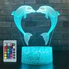HPBN8 Ltd 3D Delfino Luce Della Notte 3D LED Lampada 7/16 Colori Lampada da Tavolo Alimentato tramite USB Telecomando Giocattoli per Bambini Decor di Natale Regalo di Compleanno