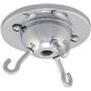 ElekTek Rosone da soffitto con 3 ganci per accessori di illuminazione sospesi, Pendenti, paralumi invertiti e lampadari - Finiture metalliche tradizionali Cromo