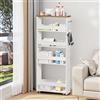 FetiNes Carrello per Nicchia con Ruote, 5 Livelli, Servizio Stretto Salvaspazio, Carrello da Cucina Bagno Sottile Multiuso 40x15x100 cm,Rovere Chiaro+Bianco