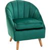 HOMCOM Poltrona Elegante per Relax con Imbottitura Generosa, Base in Legno Resistente, 67x65x77 cm, per Salotto e Camera, Verde | Aosom Italy