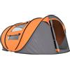 Outsunny Tenda da Campeggio Pop Up 2 Posti con 2 Porte, 4 Finestre e Telo Impermeabile, 263.5x220x123 cm, Arancione | Aosom Italy
