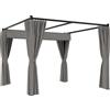 Outsunny Pergola da Giardino con Tetto Retrattile e Tende, in Metallo e Poliestere, 300x300x227 cm, Grigio Chiaro | Aosom Italy