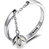 IMINI Anello con perla pendente per donna e ragazza, in argento Sterling, regolabile, anello da dito, anelli da dichiarazione, anello di fidanzamento