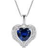 YL Collana Ali d'angelo Cuore Argento 925 con 12 Pietra Portafortuna Zirconia Cubica Pera Ciondolo per Donna Mamma