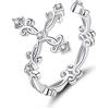 IMINI Faith CZ Cross 925 Sterling Silver Open Statement Anelli Regolabile Eternità Wedding Band Fashion Delicato Filigrana Fiore Anello per Donne Teen Ragazze, Argento, zirconia cubica