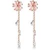 IMINI Orecchini Pendenti In Argento Sterling S925 Con Fiori Di Ciliegio Per Donne Ragazze In Oro Rosa Con Cristalli Di Diamante Ciondolo a Forma Di Fiore Foglia Orecchini Gioielli Regalo Damigella d'Onore