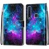 Mo-Somnus Cover per Samsung Galaxy A9 2018 / A9s, Custodia in PU Pelle Magnetica Libro Flip Caso Antiurto Portafoglio [Supporto Stand] con Porta Carte e Cinturino da Polso Wallet Case (Cielo Stellato)