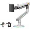 NB Ergonomic Braccio Monitor per da 32 a 60 Pollici Schermo Piatti Ultrawide Curvi, Supporto per Monitor Resistente Carico fino a 20 kg VESA 75&100 mm (Bianco)