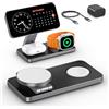 EXW 3 in 1 Caricatore Wireless per iPhone 15W Compatibile con Mag-safe,Stazione Ricarica per Apple Wireless Charger Rapida per iPhone 17/16/15/14/13/12 (Nero and Bianco)