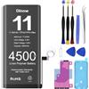 Dinow Batteria per iPhone 11, 4500mAh Batteria di Ricambio in Litio Li-ION ad Alta Capacità, Batteria Interna per iPhone 11 per Modelli A2111, A2221, A2223 con Kit di Attrezzi di Ricambio