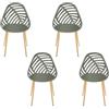 HOME DECO FACTORY, HDO0337, Set di 4 sedie Alameda Olive, Arredamento da Esterno, 52,3x86,5x49 cm, Altezza Seduta 45 cm, Verde