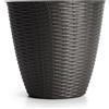 BAMA S.R.L. Portavaso effetto paglia Bama, portavaso antracite, vaso in plastica 3 litri, diametro 19 cm, arredo giardino