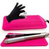 Lessmon Sacchetto resistente al calore e guanto resistente al calore per arricciacapelli, piastre per capelli e strumenti per acconciatura, 28,5 cm x 14 cm, rosa
