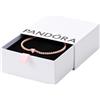 PANDORA Timeless Bracciale tennis con cuore placcato in oro rosa 14 k con cristallo rosa orchidea, 20