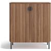 Mobile contenitore multiuso di design scarpiera artigianale 80x35 H90, NOCE