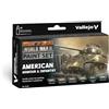 Vallejo Set di Pittura Acrilica Model Color WWII American Armour e Fanteria, 6 Colori Opachi in Bottiglie da 18 Ml per Modellismo e Decorazione