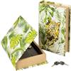 BAKAJI Cassaforte Cassetta Di Sicurezza Finto Libro Stampa Leopardo 2 Chiavi 16x24x5