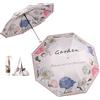 Meichoon UPF50+ Ombrello con una borsetta Protezione UV Portatile Leggero Impermeabile Doppio Strato Parasole Migliorato Antivento Retro Classico Fiore Vintage Stile Donna Viaggio