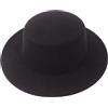 Upstore Cappello Fedora unisex nero classico misto lana tesa piatta chiesa derby cappello piatto per festa di nozze talent show performance