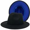 Upstore Cappello Fedora a tesa larga per uomo donna classico patchwork bicolore Panama Jazz Cap 56-58 cm Blu