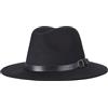 QUUPY Cappello Fedora classico a tesa larga con fibbia per cintura in feltro cappello Panama per donne uomini (rosso)