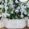 XmasExp Collare per albero di Natale, 85 cm, con paillettes, per Natale, vacanze, decorazione della casa, albero di Natale, supporto per la base, di grandi dimensioni, 6 pezzi, bianco