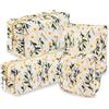 Mulaibdin 4 Pezzi Beauty Case da Viaggio, Pochette Donna Trucchi Piccola, Porta Assorbenti da Borsa, Margherita Borsa Per Cosmetici,Toilette, Floreale Makeup Bag Organizer Per Regalo (Beige)