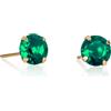 Namana Orecchini Punto Luce in Argento Sterling 925 Placcato Oro Giallo, Piccoli Orecchini Donna Oro Rotondi Solitari, Semplici Orecchini Verde Smeraldo per Donna e Ragazza con Zirconi Tondi Verdi