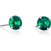 Namana Orecchini Punto Luce in Argento Sterling 925 per Donna e Ragazza, Piccoli Orecchini Donna Argento Rotondi Solitari, Semplici Orecchini Verde Smeraldo con Zirconi Tondi Verdi