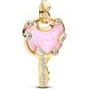 PANDORA Moments 764349C01 - Ciondolo a forma di chiave d'amore, in lega di metallo placcato oro 14 carati e zirconi, compatibile con ME e Moments, colore: Rosa